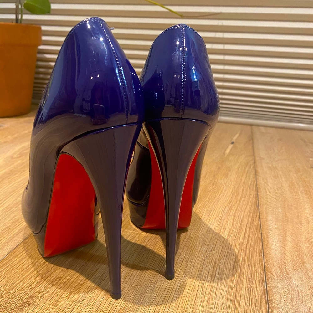 Christian Louboutin Purple Lady Peep Patent Pump